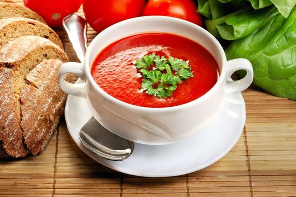 The menu of the drinking diet can be diversified with tomato soup